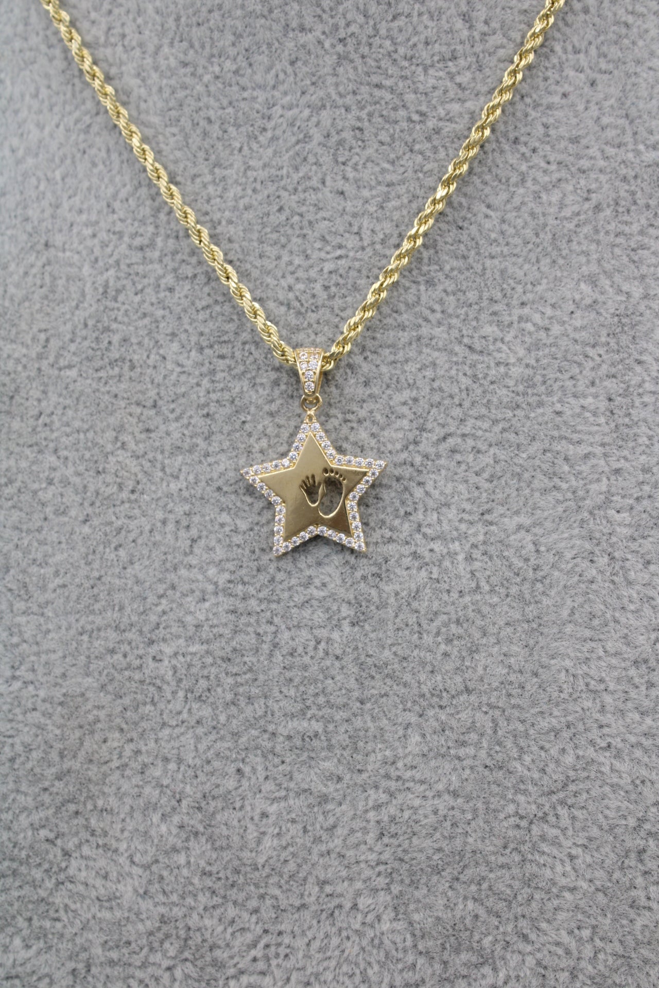 14K Hollow Rope Chain || Cubic Zirconia Star Pendant