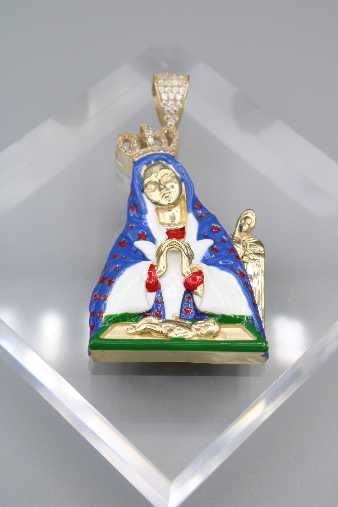 14K Cubic Zirconia Virgin Mary Pendant