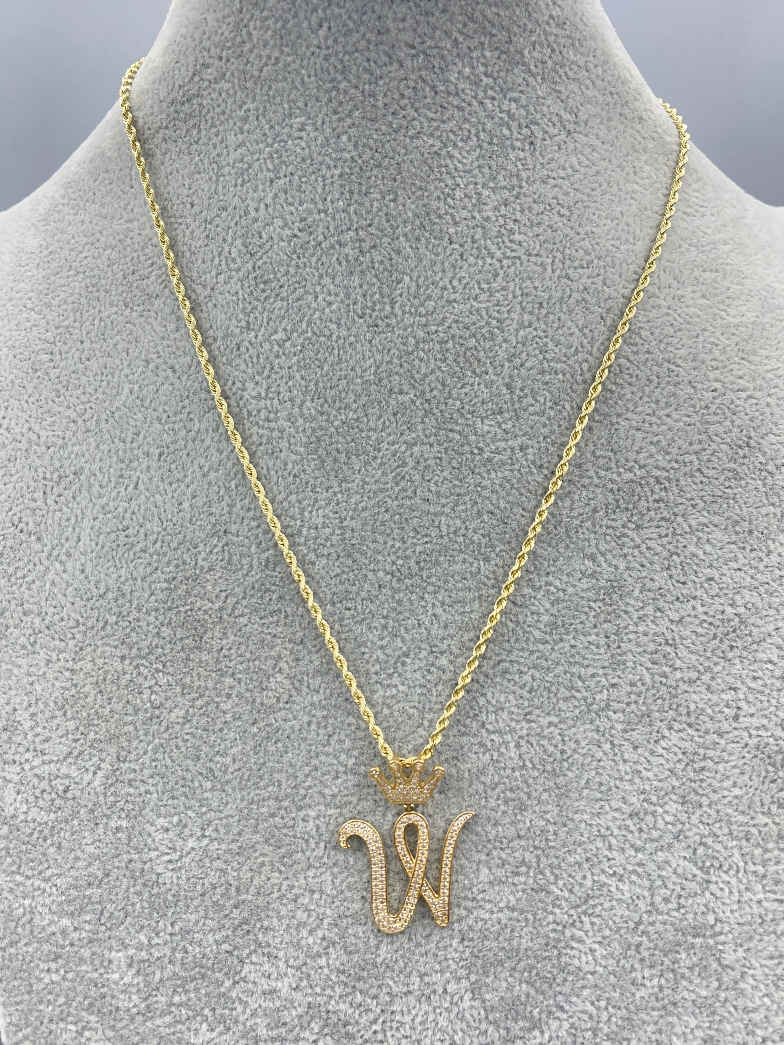 14K Rope Chain || Cubic Zirconia Initial