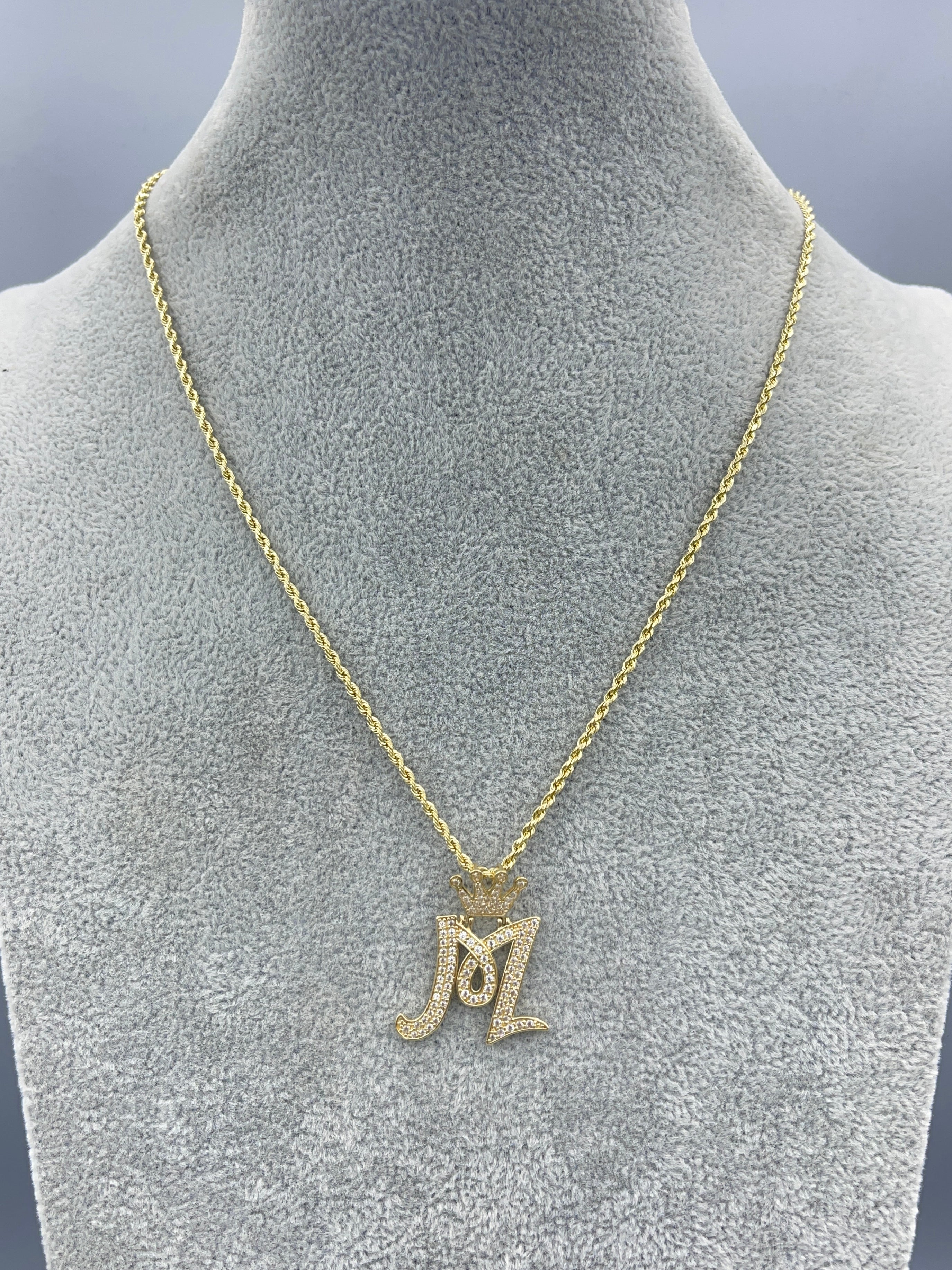 14K Rope Chain || Cubic Zirconia Initial