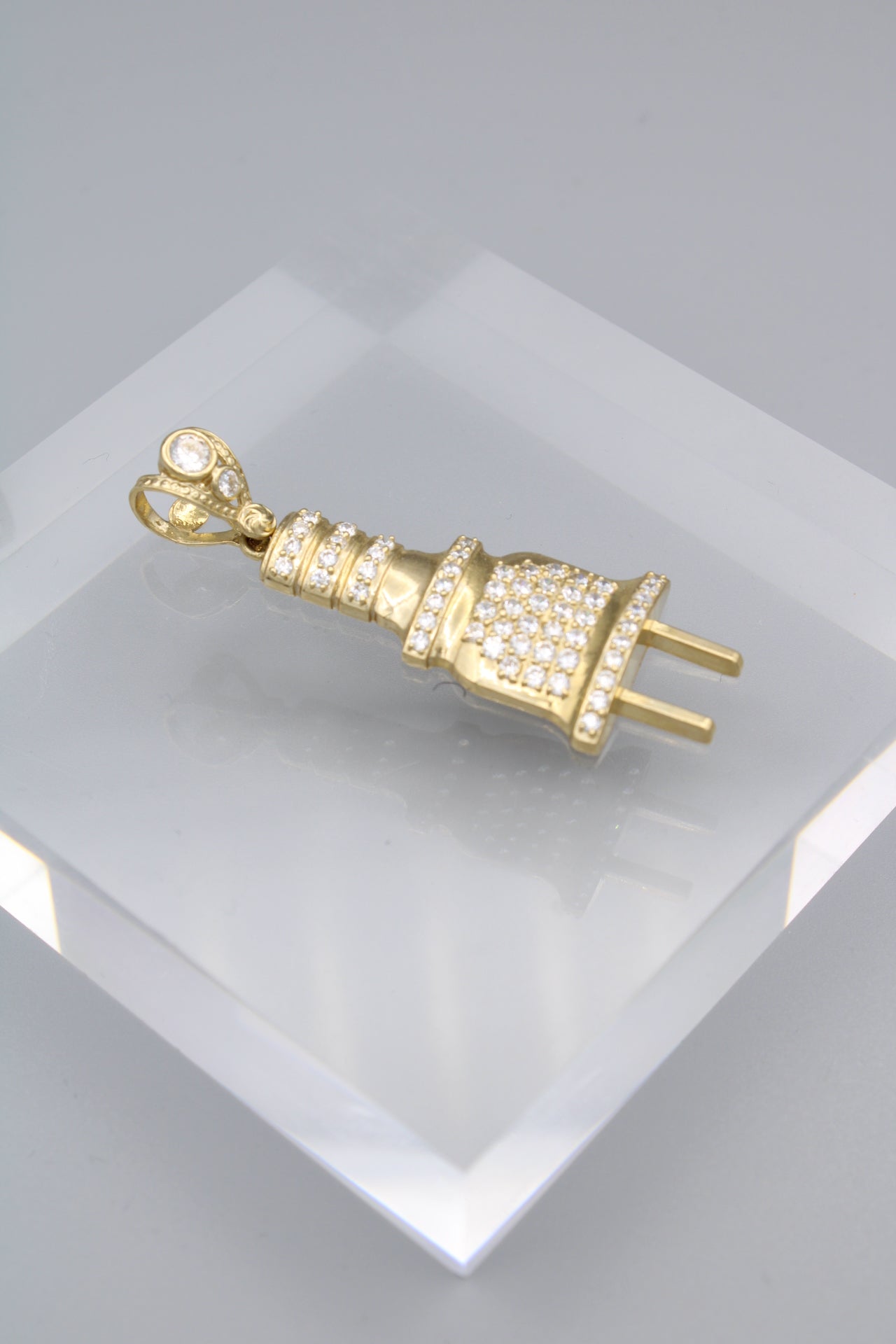 14K Cubic Zirconia Plug Pendant