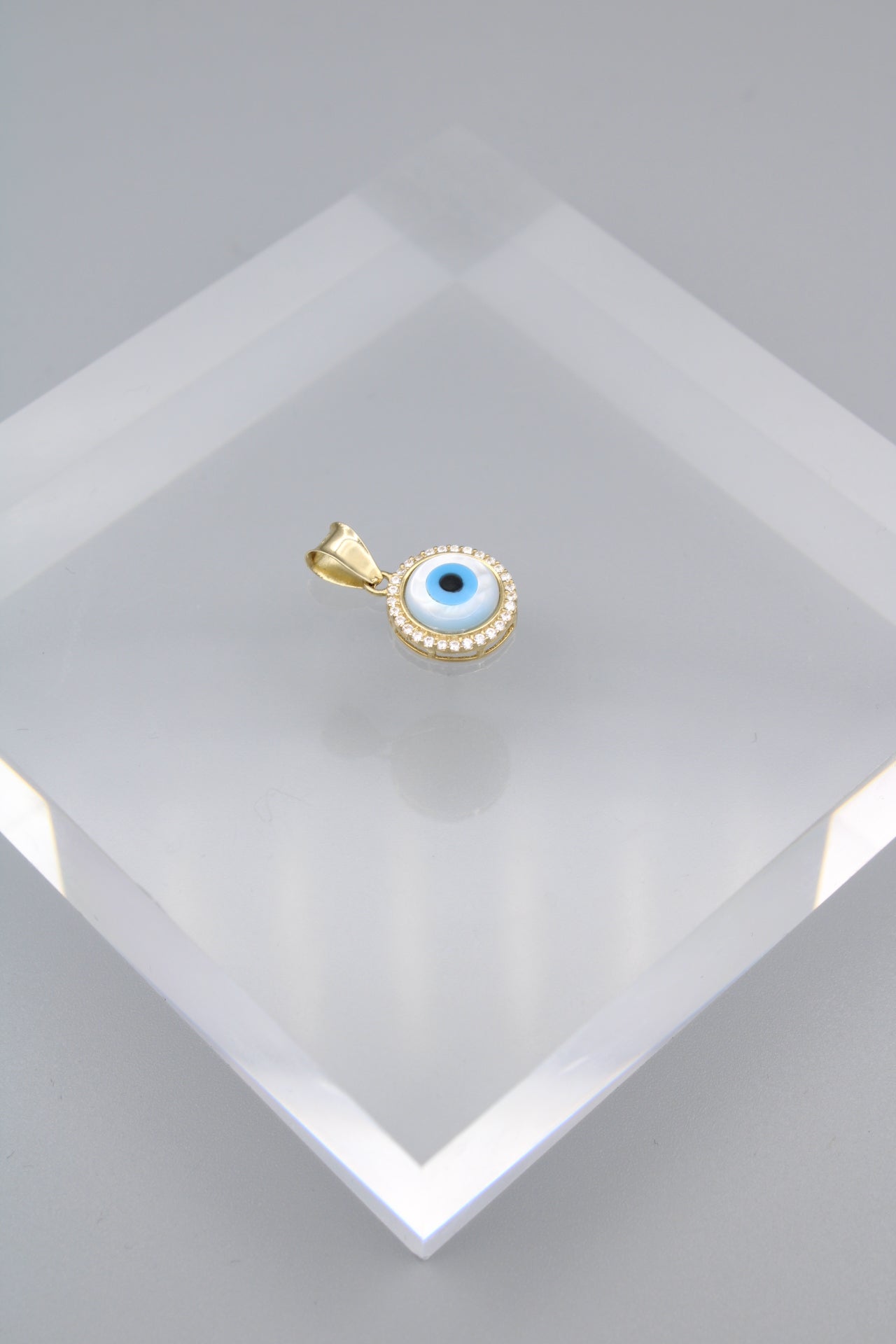 14K Cubic Zirconia Eye of Fatima Pendant
